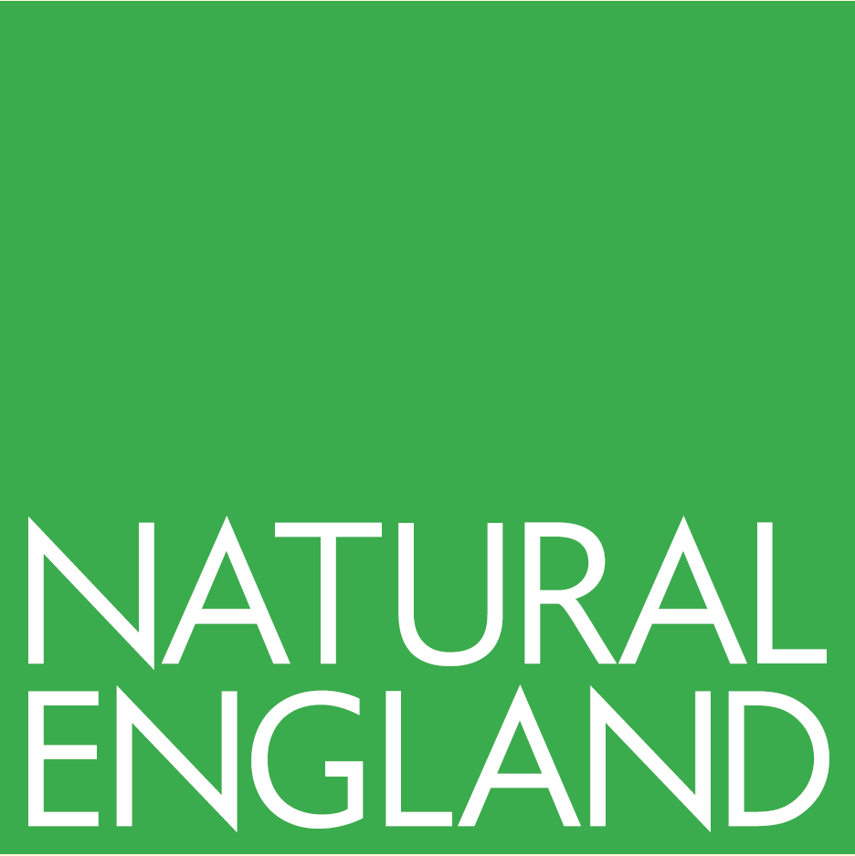 Natural England green logo with link to the GOV.UK website page on AONBs and Natural England's role